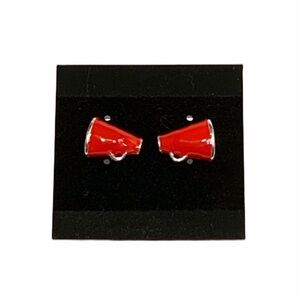 EARRINGS Pierced Cheerleader Red Megaphone Studs Cheer OS fits all NEW